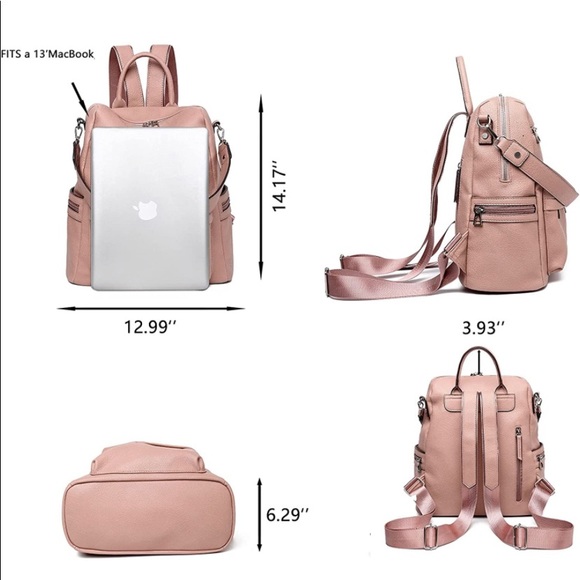 Vegan Leather Blush Pink Backpack ๐, Travel Bag ๐งณ or Large Purse ๐, NWT! - Picture 5 of 8